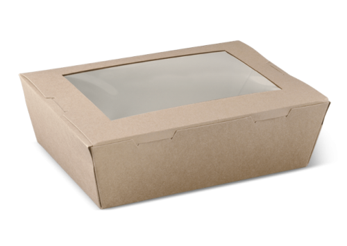 1900ml (195x140x65) Brown Kraft Window Lunch Box