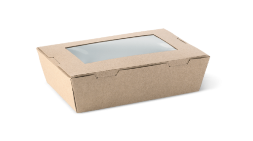 700ml (150x100x45) Brown Kraft Window Lunch Box