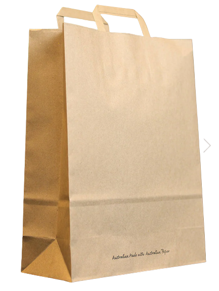 Large (380w+150x440h) Brown Flat Fold Handle Paper Bag