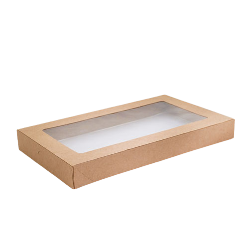 Small (255x153x30) Window Brown Catering Tray - Lid