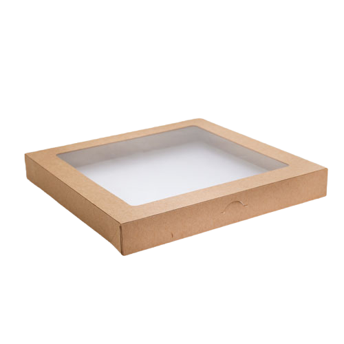 Square (225x225x30) Window Brown Catering Tray - Lid