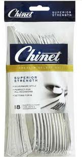 Chinet Prem Select Plast Silver Cutlery (Knf,Frk,Spn) 18pkx12