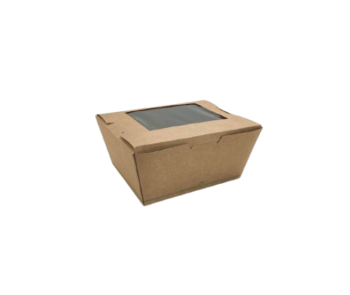 Small (110x90x64) Window PLA Lined Brown Lunch Box