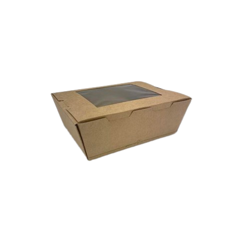Medium (152x120x64) Window PLA Lined Brown Lunch Box