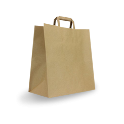 #75 (320w+145x340h) Brown Flat Fold Handle Paper Bag