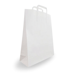 Large (380+150x440h) White Flat Fold Handle Paper Bag