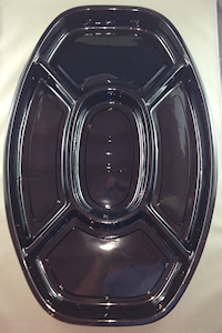 20inch Black Oval 5 Comprtmnt Plastic Platter