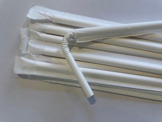 200mm x 6D Wrapped White Flexi Paper Straw